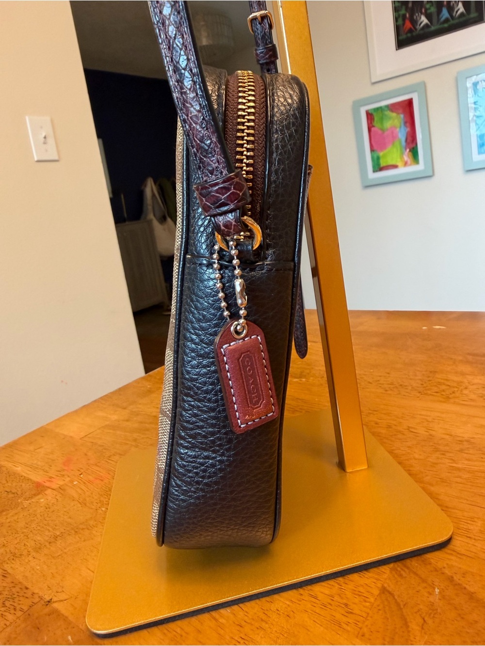 Coach Basquiat Dinosaur Crossbody Bag Signature Coated Canvas Leather Limited Ed - Picture 3 of 11